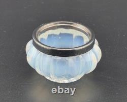 Antique 1880s French France Opaline Glass Sterling Silver Rim Salt Cellar
