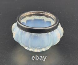 Antique 1880s French France Opaline Glass Sterling Silver Rim Salt Cellar