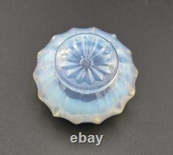 Antique 1880s French France Opaline Glass Sterling Silver Rim Salt Cellar