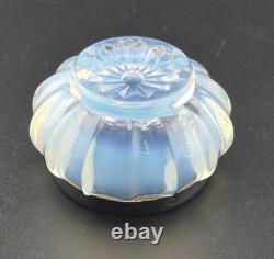 Antique 1880s French France Opaline Glass Sterling Silver Rim Salt Cellar