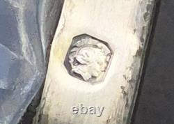 Antique 1880s French France Opaline Glass Sterling Silver Rim Salt Cellar