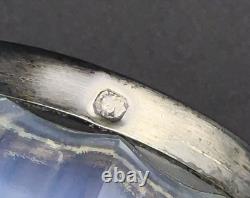 Antique 1880s French France Opaline Glass Sterling Silver Rim Salt Cellar