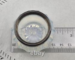 Antique 1880s French France Opaline Glass Sterling Silver Rim Salt Cellar