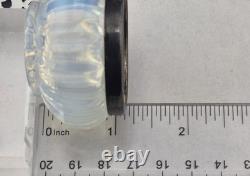 Antique 1880s French France Opaline Glass Sterling Silver Rim Salt Cellar