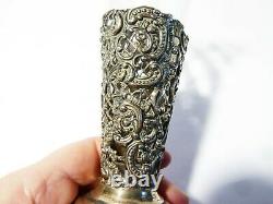 Antique 1899 Sterling Silver Repousse Glass Epergne Vase Posy Holder Victorian