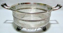 Antique 1900 Watson Sterling Silver Glass Liner Pierced Reticulated Bowl Basket