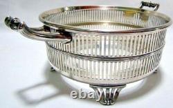Antique 1900 Watson Sterling Silver Glass Liner Pierced Reticulated Bowl Basket