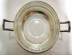 Antique 1900 Watson Sterling Silver Glass Liner Pierced Reticulated Bowl Basket