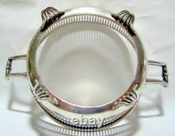 Antique 1900 Watson Sterling Silver Glass Liner Pierced Reticulated Bowl Basket