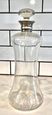Antique 1902 Mappin & Webb Sterling Silver & Glass Decanter. Birmingham England