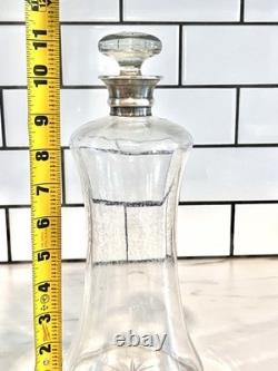 Antique 1902 Mappin & Webb Sterling Silver & Glass Decanter. Birmingham England