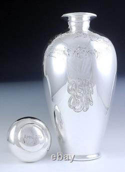 Antique 1905 Large Sterling Silver Over Glass Urn Admiral John G. Walker