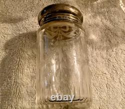 Antique 1913 British Sterling Silver & Cut Glass 3pc Vanity Bottle Set Trio ds17