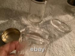 Antique 1913 British Sterling Silver & Cut Glass 3pc Vanity Bottle Set Trio ds17