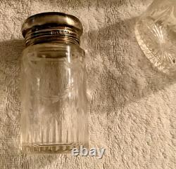 Antique 1913 British Sterling Silver & Cut Glass 3pc Vanity Bottle Set Trio ds17