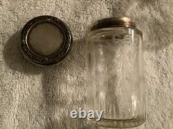 Antique 1913 British Sterling Silver & Cut Glass 3pc Vanity Bottle Set Trio ds17