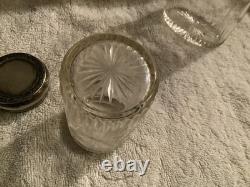 Antique 1913 British Sterling Silver & Cut Glass 3pc Vanity Bottle Set Trio ds17