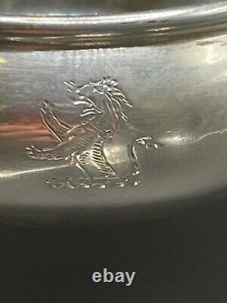 Antique 1913 Sterling Silver Salt Cellars with Cobalt Glass Liners & EPNS Spoons