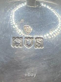 Antique 1913 Sterling Silver Salt Cellars with Cobalt Glass Liners & EPNS Spoons