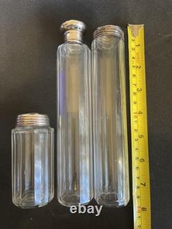 Antique 1919 Sterling Silver & Cut Glass Vanity Bottle Set London Hallmark