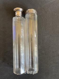 Antique 1919 Sterling Silver & Cut Glass Vanity Bottle Set London Hallmark