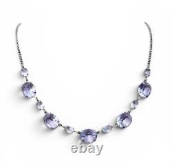 Antique 1920's Art Deco Sterling Silver Rivière Lavender Paste Glass Necklace