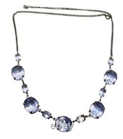 Antique 1920's Art Deco Sterling Silver Rivière Lavender Paste Glass Necklace