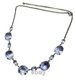 Antique 1920's Art Deco Sterling Silver Rivière Lavender Paste Glass Necklace