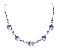 Antique 1920's Art Deco Sterling Silver Rivière Lavender Paste Glass Necklace