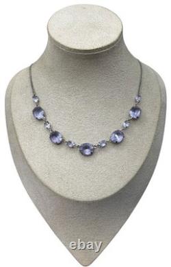 Antique 1920's Art Deco Sterling Silver Rivière Lavender Paste Glass Necklace
