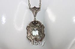 Antique 1920's German Art Deco Sterling Silver Faceted Crystal / Glass Necklace