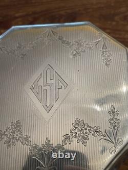 Antique 1920's Sterling Silver F&B Art Deco Cut Crystal Glass Dresser Jar