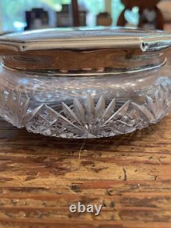 Antique 1920's Sterling Silver F&B Art Deco Cut Crystal Glass Dresser Jar