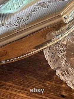 Antique 1920's Sterling Silver F&B Art Deco Cut Crystal Glass Dresser Jar
