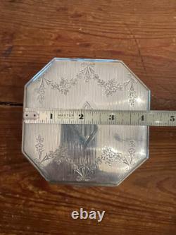 Antique 1920's Sterling Silver F&B Art Deco Cut Crystal Glass Dresser Jar