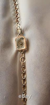 Antique 1920s Camphor Glass Sterling Bracelet, Art Deco/Edwardian Filigree 6.5
