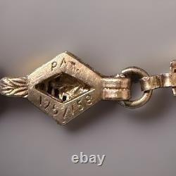 Antique 1920s Camphor Glass Sterling Bracelet, Art Deco/Edwardian Filigree 6.5