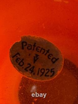 Antique 1925 Orange Art Deco Bohemian Glass Sterling Silver Vase -free Ship