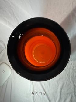 Antique 1925 Orange Art Deco Bohemian Glass Sterling Silver Vase -free Ship