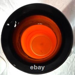 Antique 1925 Orange Art Deco Bohemian Glass Sterling Silver Vase -free Ship