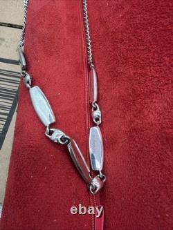 Antique 1930's Sterling Silver Art Deco Necklace Blue Glass Cabs. 28G Test Pos