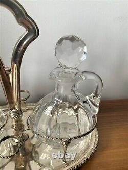 Antique 800 Sterling Silver Oil, Vinegar, Crystal Glass