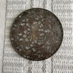 Antique. 925 Webster Sterling Silver Overlay & Glass Trivet Floral Engraved 6