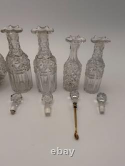 Antique ABP Cut Glass Set with Sterling Silver Pitcher Engraved in Greek 1882-1897