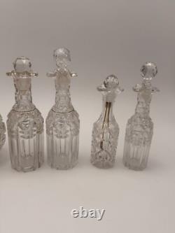 Antique ABP Cut Glass Set with Sterling Silver Pitcher Engraved in Greek 1882-1897