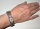 Antique Art Deco Camphor Glass Sterling Silver Filigree Bangle Bracelet Marked