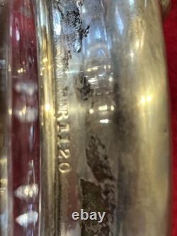 Antique ART NOUVEAU. Flower pattern Sterling Silver top Cut Glass Vanity Jar