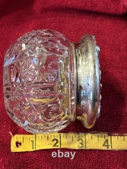 Antique ART NOUVEAU. Flower pattern Sterling Silver top Cut Glass Vanity Jar