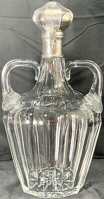 Antique Abp 7lb 4 Pint Signed Hawkes Sterling Silver Cut Glass Master Decanter