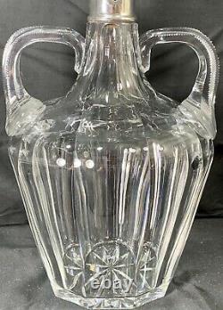 Antique Abp 7lb 4 Pint Signed Hawkes Sterling Silver Cut Glass Master Decanter